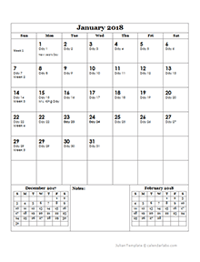 Julian Calendar Conversion Chart