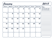 2018 blank calendar template monthly