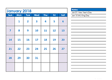 2018 monthly calendar landscape