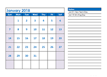 monthly calendar 2018 template