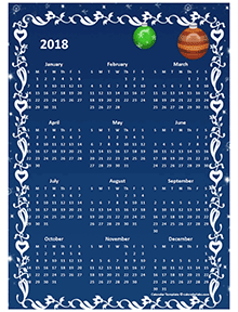 2018 Yearly Calendar Design Template