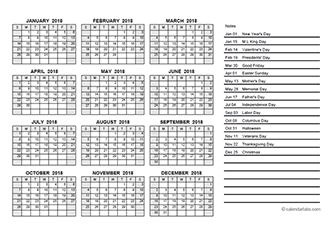 2018 yearly calendar pdf