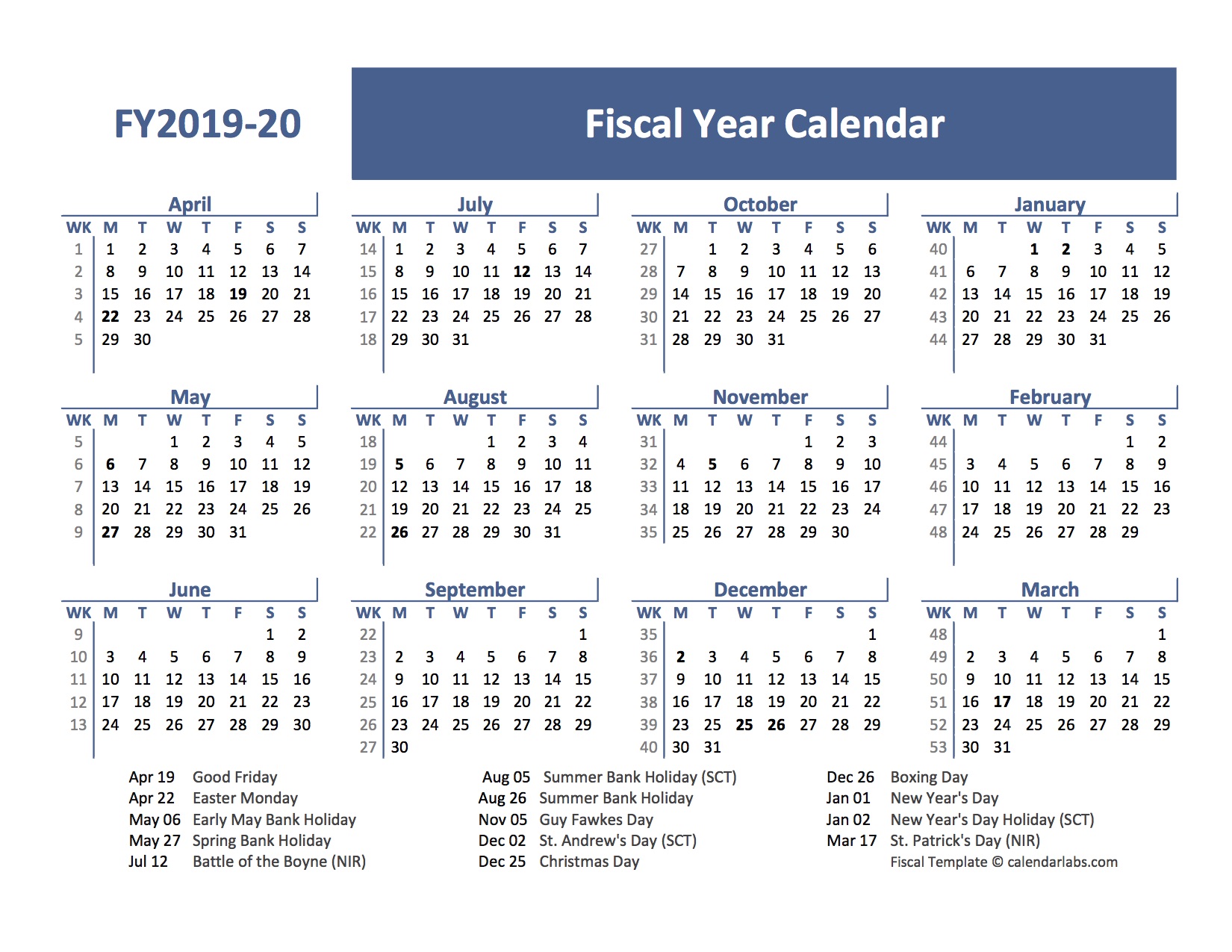Fiscal Calendars 2018 Free Printable Pdf Templates Financial Year