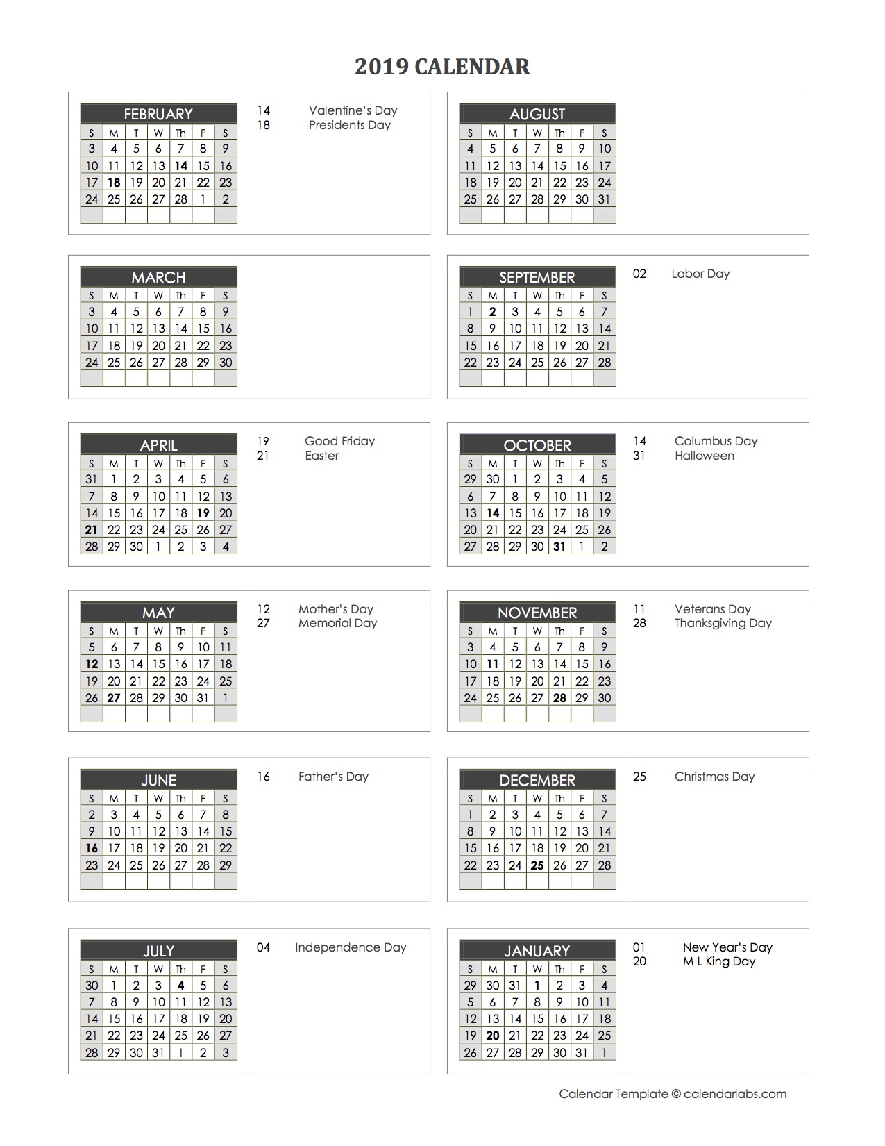 2019 Accounting Month End Close Calendar - Free Printable Templates1275 x 1650