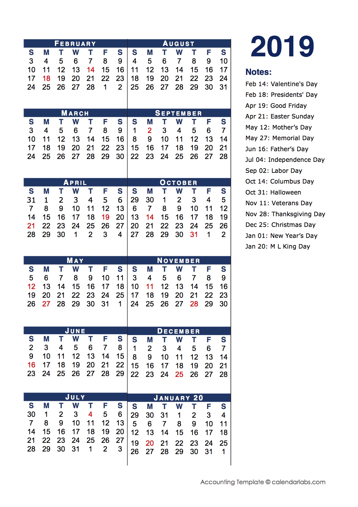 2019 Fiscal Period Calendar 445 Free Printable Templates
