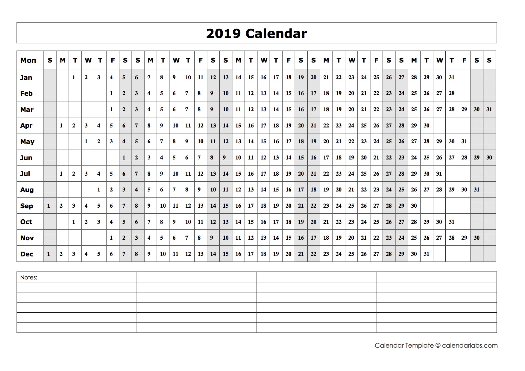 2019-blank-year-at-a-glance-calendar-free-printable-templates