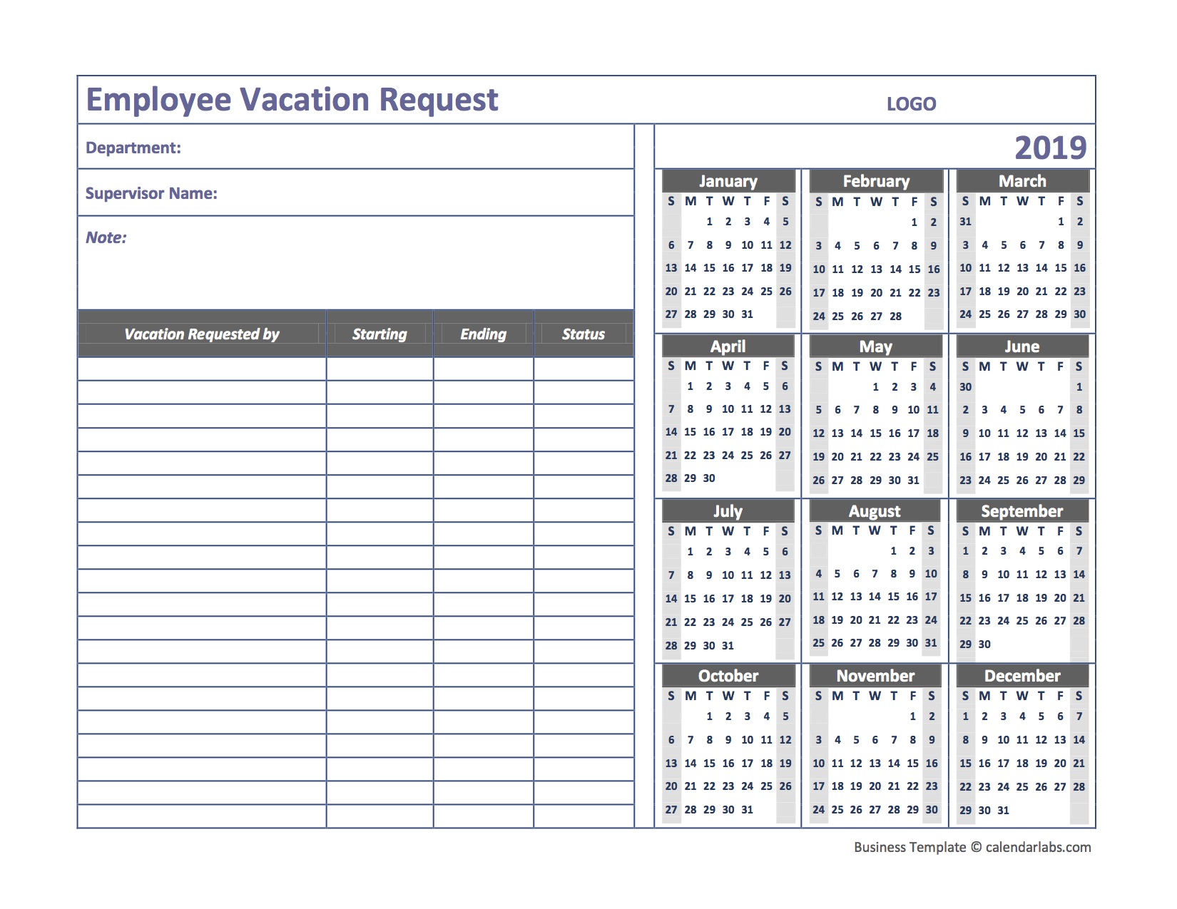 Vacation Calendar Template For Employees Vacation Calendar Template For Employees