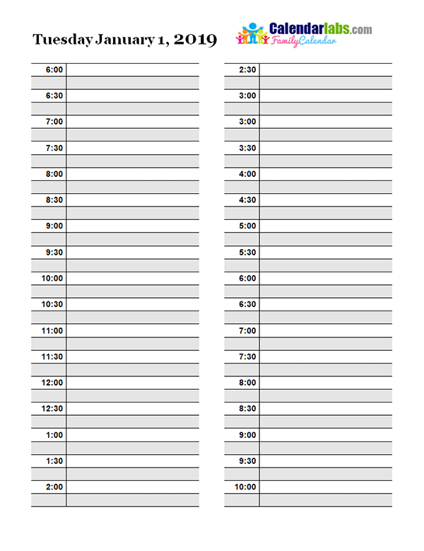 2019 Daily Planner Template