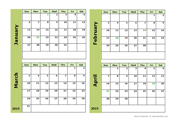 2019-blank-four-month-calendar-free-printable-templates