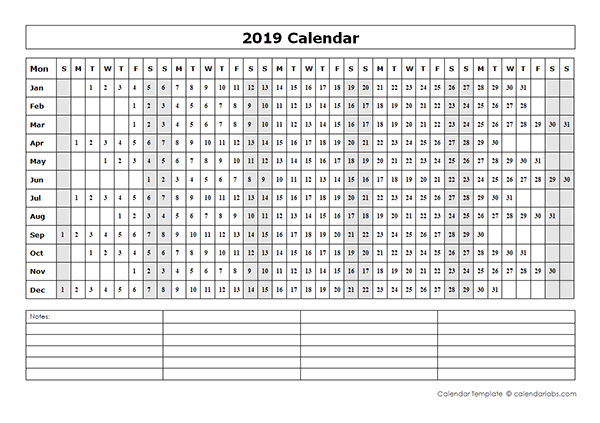 Free Printable Year At A Glance Calendar Calendar Templates