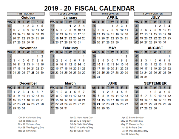 2019 US Fiscal Year Template Free Printable Templates