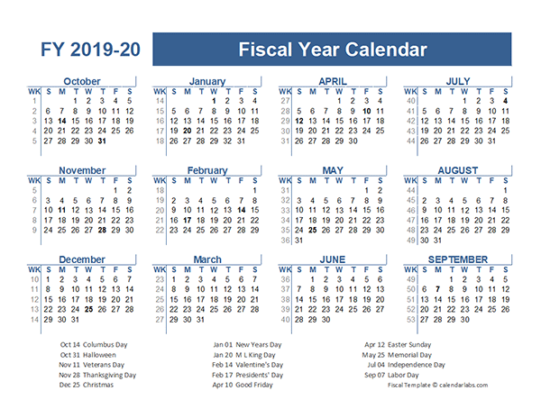 2019-2020 Fiscal Planner US - Free Printable Templates