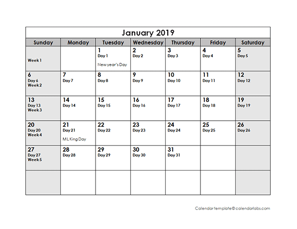 2019 Julian Calendar