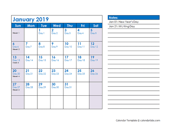2019 Julian Date Calendar