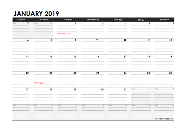 microsoft word 2019 monthly calendar template