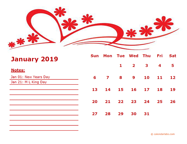 2019 Monthly Calendar Template Kindergarten