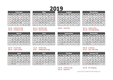 2019 Accounting Calendar 5-4-4