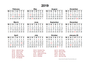 4-4-5 Accounting Period Calendar 2019
