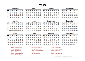 Free Printable 2019 Accounting Calendar Templates