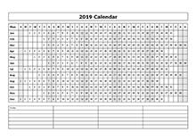 2019 calendar year at a glance template
