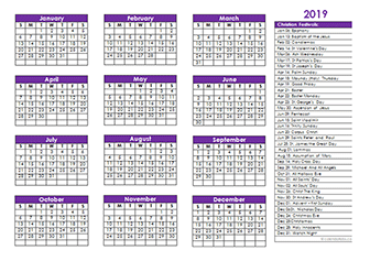 2019 Christian calendar