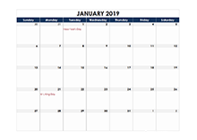 2019 excel calendar spreadsheet template