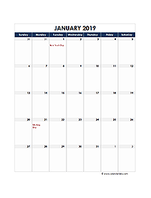 Free Printable 2019 UAE Calendar Templates with Holidays