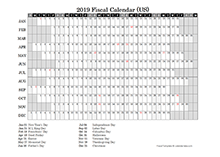 2019 Fiscal Calendar USA