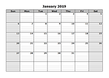 2019 free blank calendar
