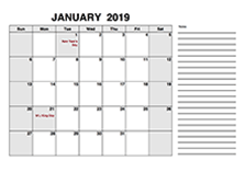 2019 free calendar pdf