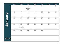 printable monthly calendar for 2019