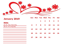 2019 monthly calendar template kindergarten