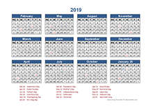 2019 Retail Accounting Calendar 4-4-5