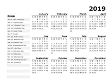 2018 OpenOffice yearly calendar template