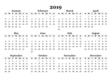 2019 yearly blank calendar template