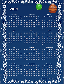 2019 yearly calendar design template