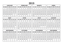 customizable 2019 yearly at a glance calendar
