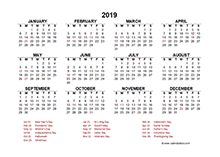 Printable 2019 Calendar Templates with Australia Holidays