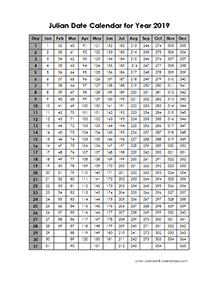 2019 Yearly Julian Calendar