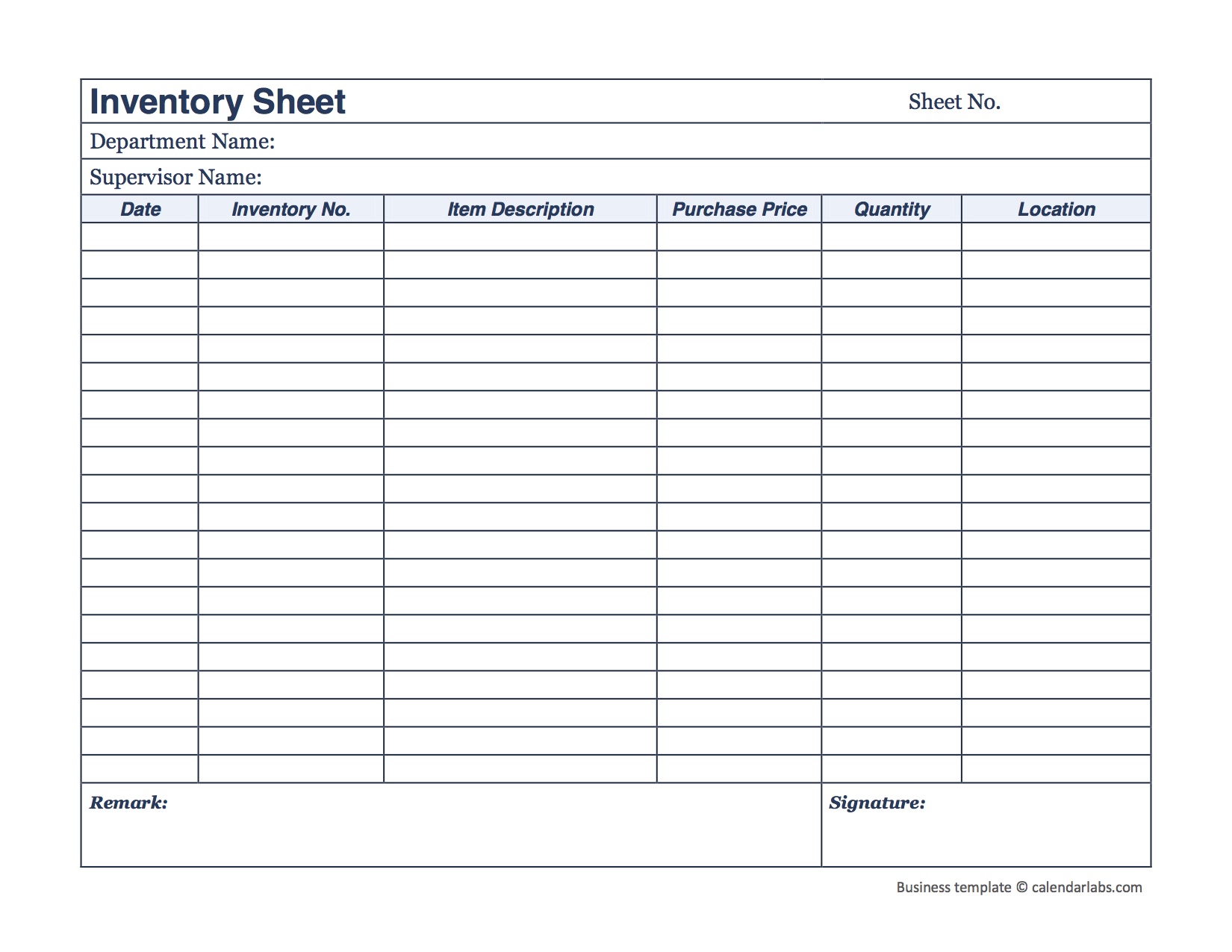 Business Inventory Template 2020 - Free Printable Templates