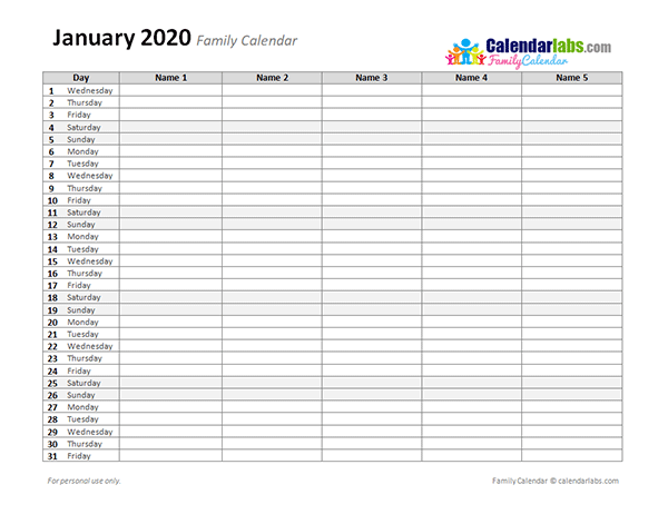 2020 Monthly Planner Template