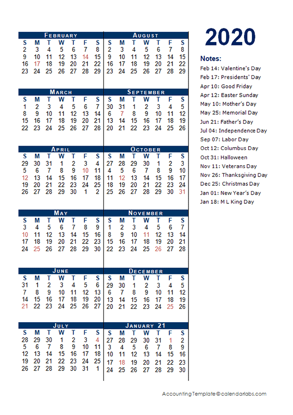2020 Fiscal Period Calendar 4-4-5