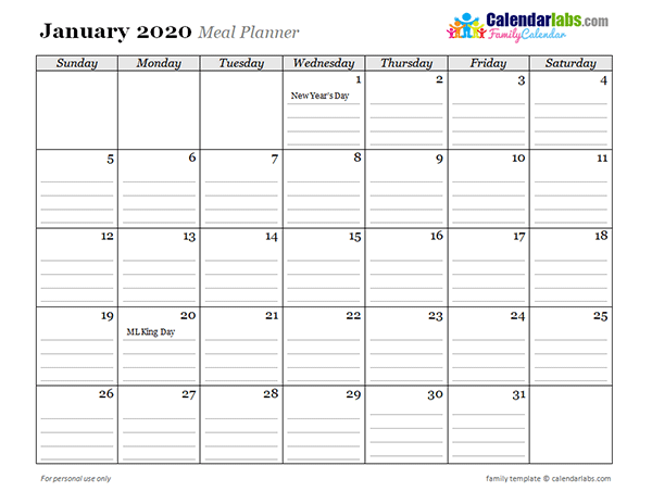 Food Calendar Template from www.calendarlabs.com