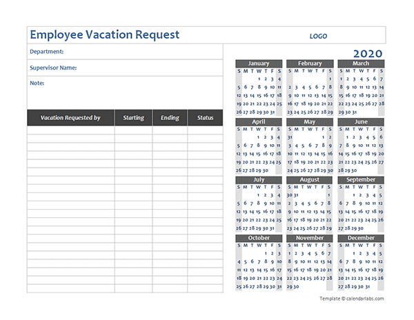 2020 Business Employee Vacation Request - Free Printable Templates