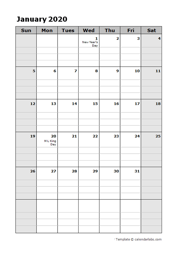 2020 Daily Planner Calendar Template