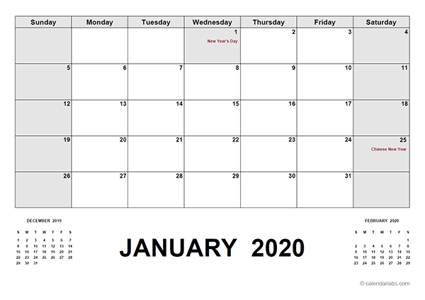 2020 Calendar with Indonesia Holidays PDF