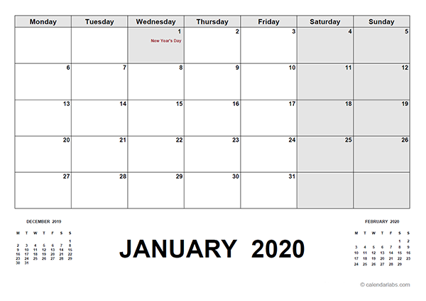 2020 Calendar with Ireland Holidays PDF