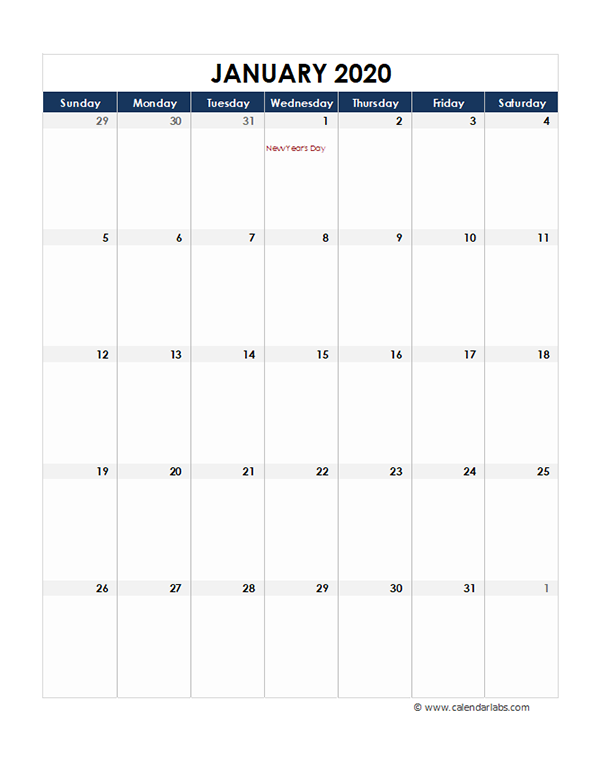 2020 Canada Monthly Excel Calendar