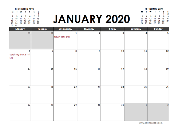 2020 Excel Calendar Planner Germany