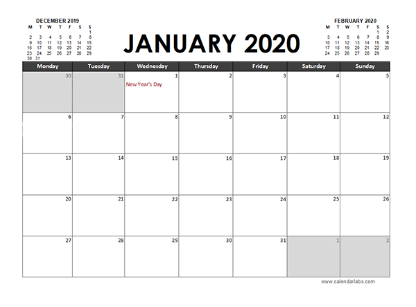 2020 Excel Calendar Planner Ireland